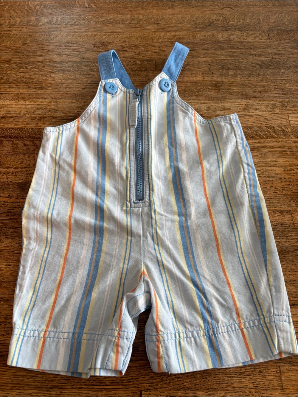 Hanna Andersson Striped Blue, Orange & Yellow Toddler Summer Shorts Romper Sz 60